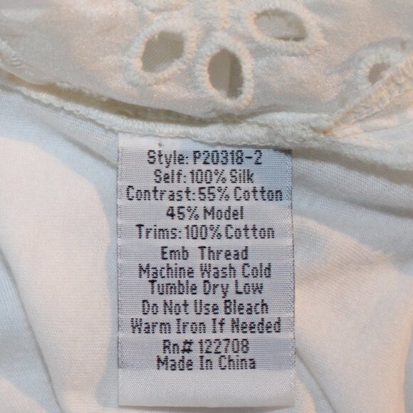 Johnny Was Ivory Eyelet Lace Slip-On Boho Full Asymmetrical Tunic, Size … - Picture 12 of 13